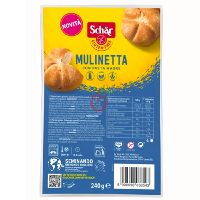 Pão Mulinetta - Tipo Vianinha - Schär Sem Glúten e Sem Lactose