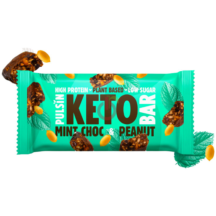 Barra Keto Bar com pepitas de chocolate, menta e Amendoins