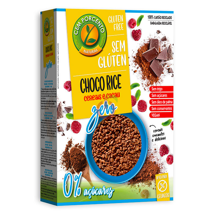 Cereais Choco Rice Zero Açúcares Sem Glúten Cem Porcento