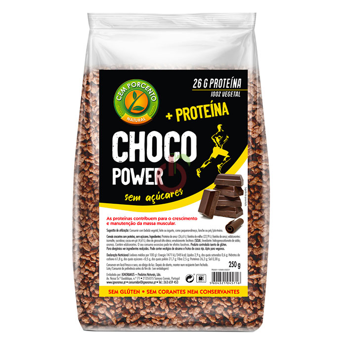 Cereais Choco Power Proteína Sem Açúcar e Sem Glúten Cem Porcento
