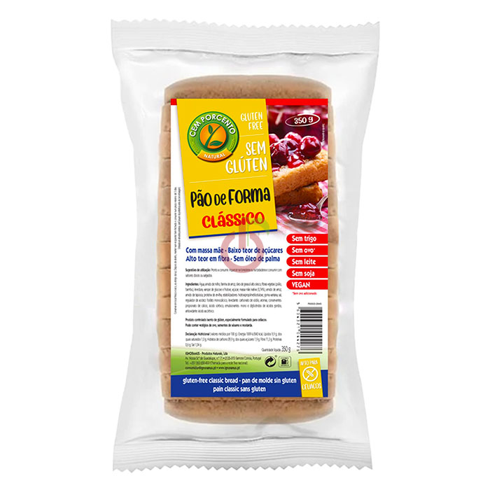 Pão de Forma Clássico Sem Glúten Cem Porcento