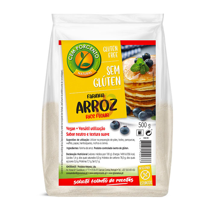 Farinha de Arroz Sem Glúten Cem Porcento