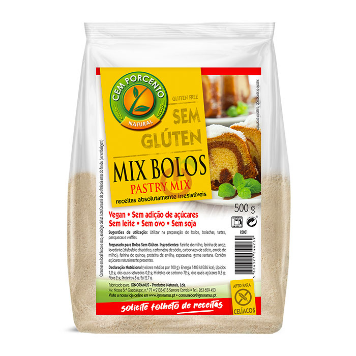 Mix para Bolos Sem Glúten Cem Porcento