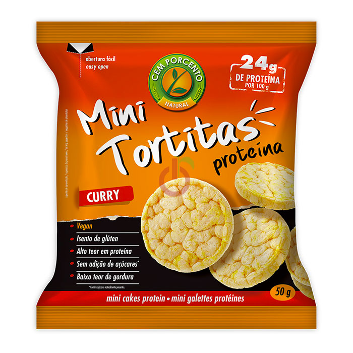 Mini Tortitas Protéina e Curry Sem Glúten Cem Porcento