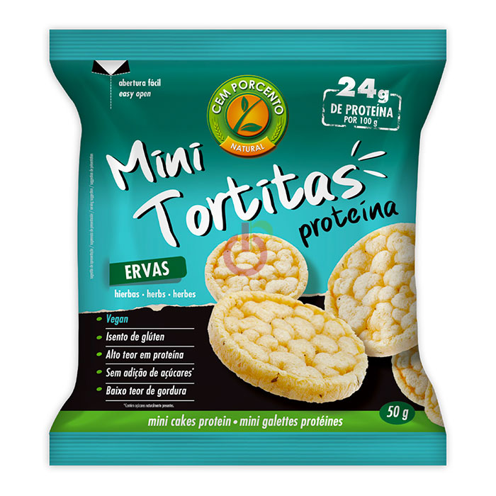 Mini Tortitas Proteína e Ervas Sem Glúten Cem Porcento