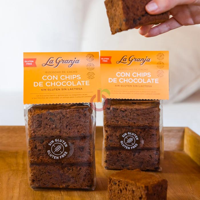 Bolo de Cacau com Pepitas de Chocolate Sem Glúten e Sem Lactose La Granja