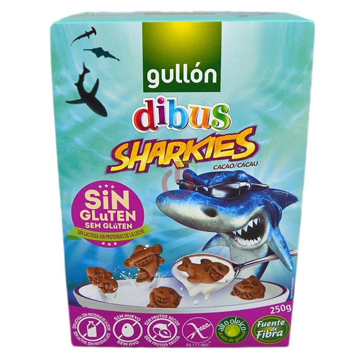 Bolacha de Cacao ´Sharkies´ Gullón Sem Glúten, Sem Lactose, Sem Leite e Sem Ovo