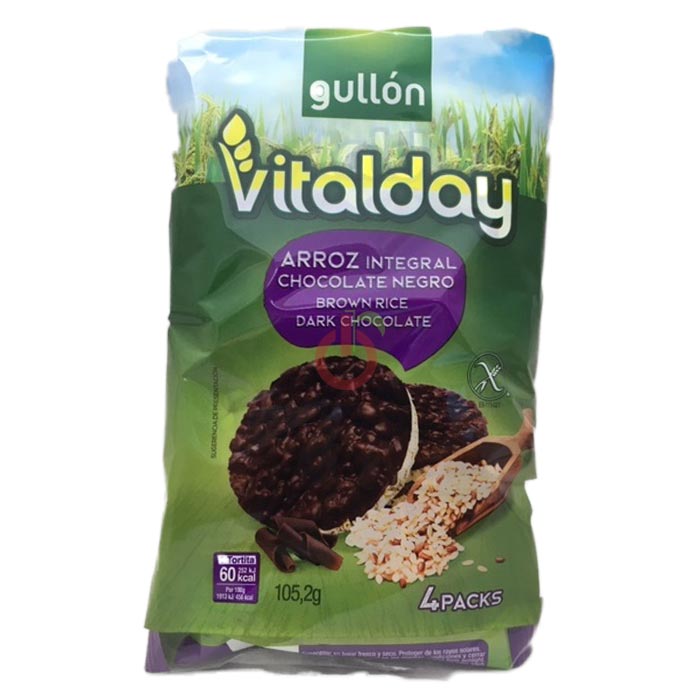 Tortitas de Arroz Integral com Chocolate Negro Vitalday Gullón Sem Glúten