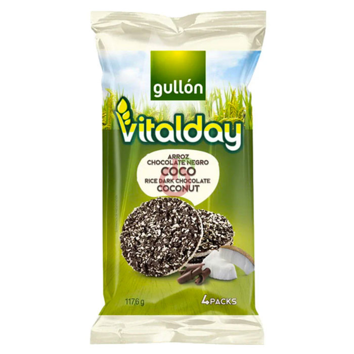 Tortitas de Arroz com Chocolate Negro e Coco Vitalday Gullón Sem Glúten