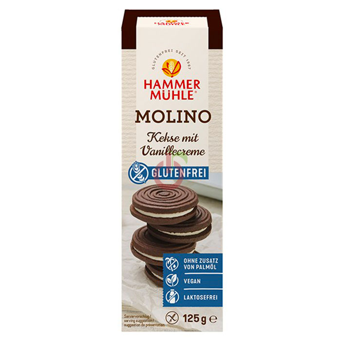 Bolacha Molino - Bolacha Dupla de Cacau com Creme Sem Glúten e Sem Lactose Hammer Mühle