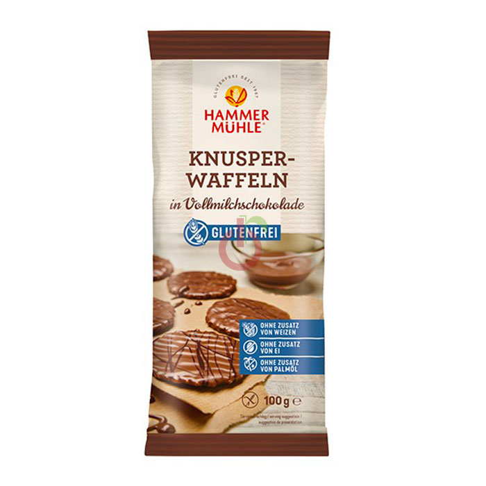 Bolacha Waffles Coberta com Chocolate Sem Glúten Hammer Mühle