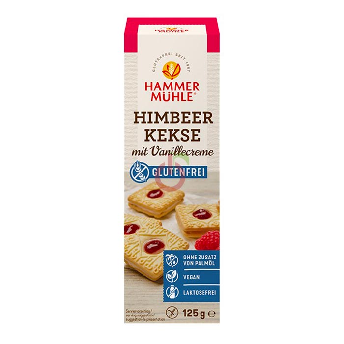 Bolacha de Baunilha e Framboesa Hammer Mühle Sem Glúten e Sem Lactose