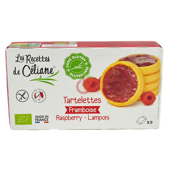 Bolachas Tarteletes de Framboesa Les Recettes de Céliane Sem Glúten, Sem Lactose, Sem Leite e de Ingredientes Biológicos.