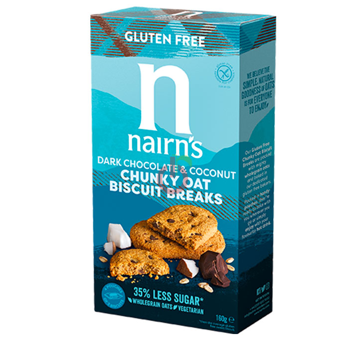 Bolacha de Aveia com Chocolate Negro e Coco Nairn´s Sem Glúten