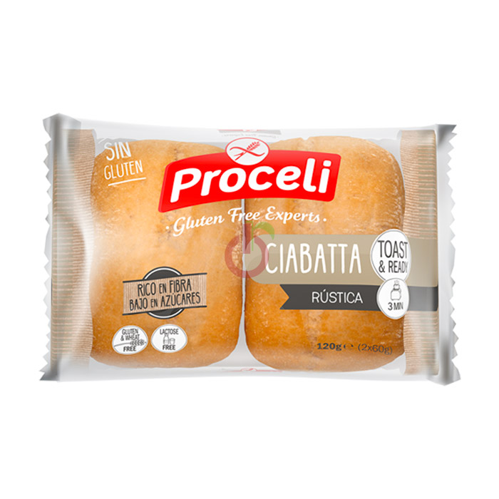 Pão Ciabatta Rústica Proceli Sem Glúten e Sem Lactose 