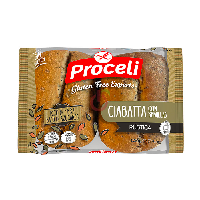 Pão Ciabatta com Sementes Proceli Sem Glúten e Sem Lactose