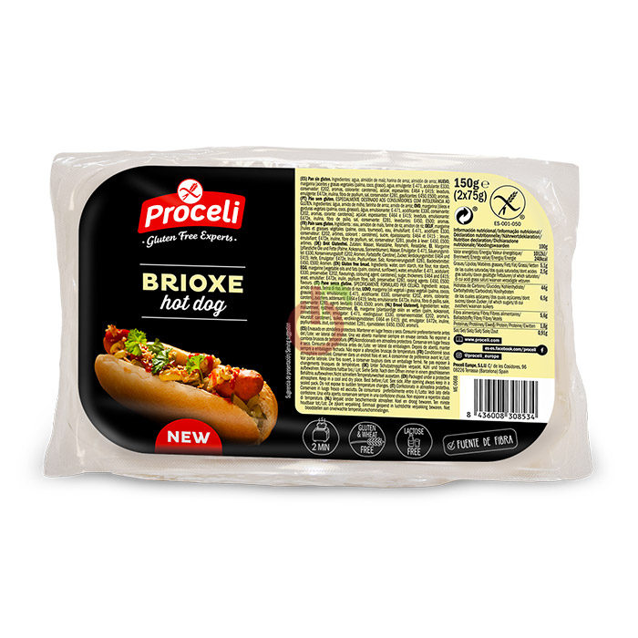 Pão Cachorro Brioxe Sem Glúten e Sem Lactose Proceli